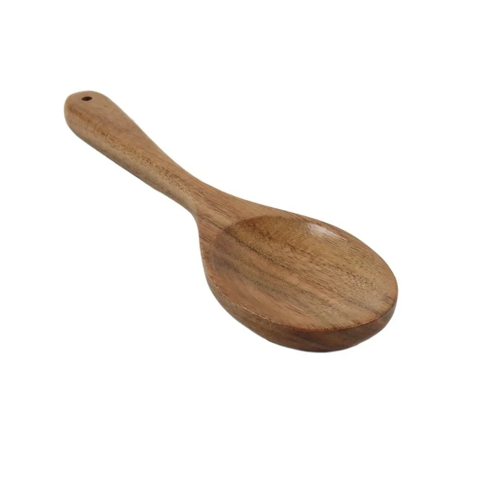 Oussum Cooking Kitchen Utensils Wood 6 Spoons Set Acacia Wooden Spoons & Holder